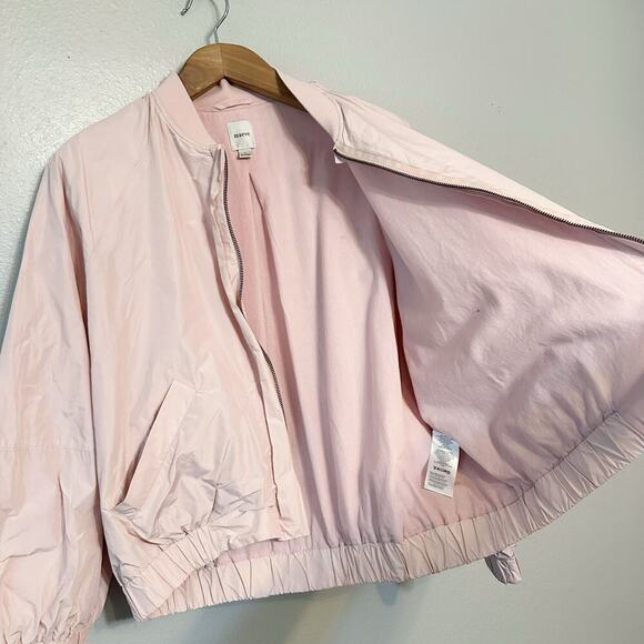 Maeve Light Pink Sheen Bomber Jacket Women's Size Large front zip - Picture 5 of 11